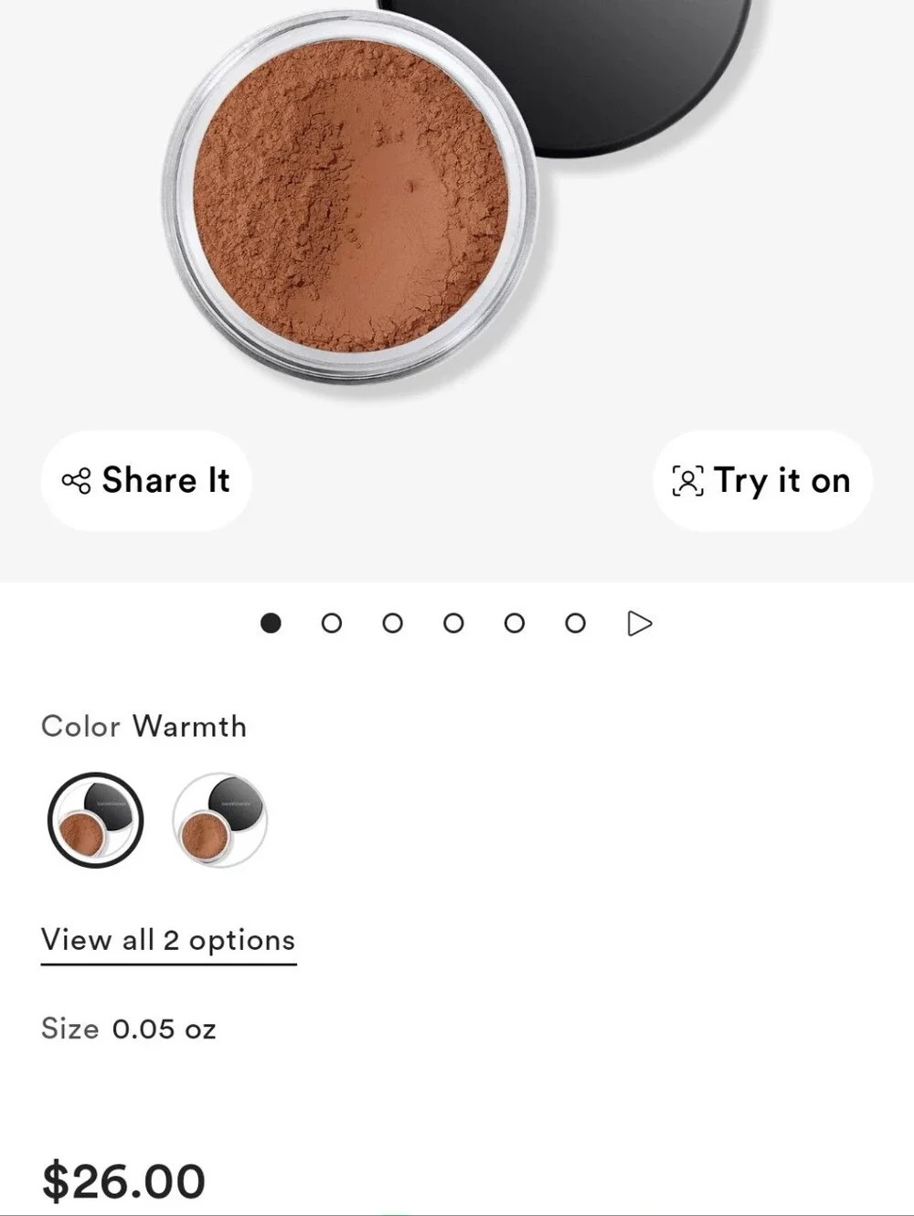 NWT BAREMINERALS ALL OVER FACE COLOR POWDER BRONZER IN WARMTH